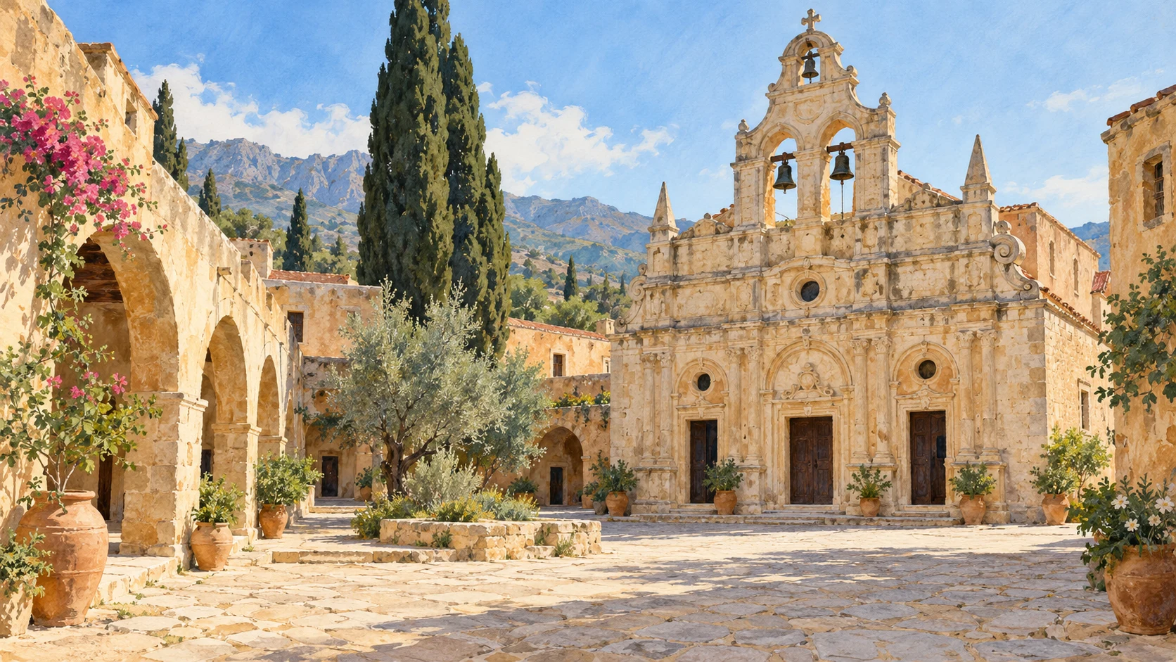 Painted AI impression at Monasteries & Byzantine Crete