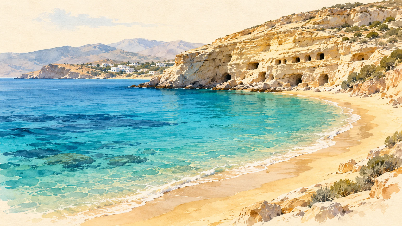 AI-impressie van het kustlandschap in Heraklion
